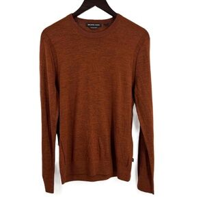 Michael Kors Mens Sweater Orange Extra‎ Fine Merino Wool Crew Neck Small